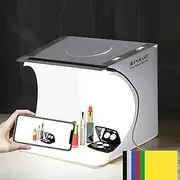 PULUZ Mini Photo Studio Light Box, Portable Foldable Photo Lighting Tent Set with 5500K LED Lights, 6 Color Backdrops for Small Items, Product Photography, 21cm