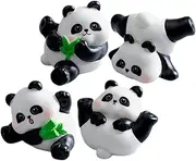 Levemolo 4Pcs Resin Panda Miniatures Cute Animal Model Ornaments for Office and Home Decor Whimsical Landscape Decoration Miniature Figurines for