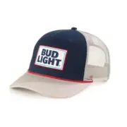 Bud Light Beer Budweiser Rope Trucker Mesh Two-Tone Snapback OSFM Hat Cap NEW