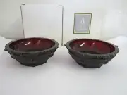 Vtg. Set of 2 Avon 1876 Cape Cod Collection Dessert Ruby Red Bowls - New in box