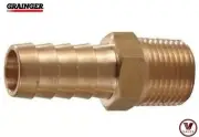 FACTORY NEW! GRAINGER 6AFP5 Brass Straight Fitting 3/16" Barb x 1/8" Male NPT