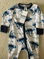 New Baby Bonds Winter Unisex Snow Sled Animals Zip Wondersuit - Sz 0 (6-12 mths)