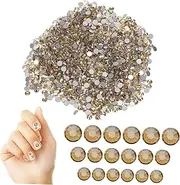 PLAFOPE 1 Pack Nail Rhinestones Kit Flat Back Round Craft Crystal Gems Mixed for Unique Nail Art Makeup DIY Projects Elegant and Versatile Decorations