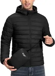 [Pioneer Camp] Mens Lightweight Packable Puffer Jacket Hooded Insulated Thermal Puffy Winter Jackets for Running Travel