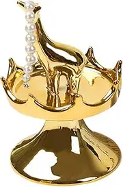 WAYUTO Giraffe Ring Holder Dish Gold Ceramic 3D Animal Trinket Tray Initial Jewelry Tray Engagement Ring Holder Decorative Ring Stand for Easter Christmas Birthday Wedding Gifts 4.7X5.6 Inch