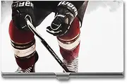 [VFMKT] Slim Metal Business Card Holder Portable Business Card Case Pocket Name Card Holder Ice Hockey Pattern Wallet for Men Women Office Travel