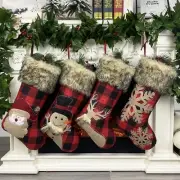 Christmas Decorations Large Hessian Sock Stockings | Santa Snowman Candy