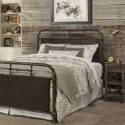 Istyle Rustic Double Bed Frame Metal Grey Rustic Brown