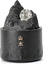 Indoor Water Fountains Zen Relaxation Tabletop Feng Shui Ball Water Fountain with Led Light Mountain and River Desktop Fountains Home Office Decoration Waterfall Fountain