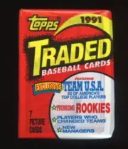 1991 TOPPS TRADED CELLO PACK SID BREAM BRAVES TOP KIRK GIBSON ROYALS BACK