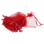 100pcs Organza Bags 2x3 Inch Drawstring Favor Pouches Mesh Bag Red