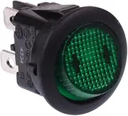 Green On-Off 110V illuminated Round Rocker Switch DPST 10A