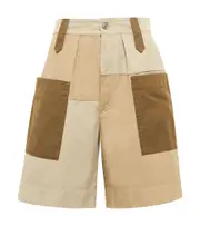 [Marant Etoile] Marant Etoile Kalerna cotton and linen colorblocked shorts AU 6 beige