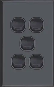 Five Gang Matte Black Wall Plate with Switch