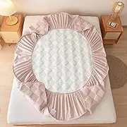 Mattress Protector Covers Double/King/Single, Quilted Mattress Pad Cover with Deep Pocket up to 30 CM, Noiseless Soft Breathable Mattress Cover(Peach,120x200cm)