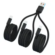 6A 100W USB-A to Type-C+Type-C+Type-C Cable Fast Charging Data Transmission Copper Core Line 0.2M/1.2M Long for iPhone 1