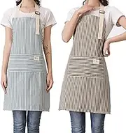 Lofekea Apron, 2 Pack Kitchen Cooking Aprons, Adjustable Bib Chef Apron with 2 Pockets for Men Women