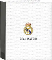 Real Madrid 1st Team 24/25 Folder, Folio, 4 Rings, Ideal for Children of Different Ages, Comfortable and Versatile, Quality and Resilience, 27 x 6 x 33 cm, White/Grey, White/Grey, White/Grey,