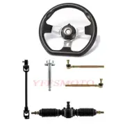 Go Kart Front Steering Wheel + Tie Rods Rack Shaft Ends 125cc 150cc Go-Cart Quad