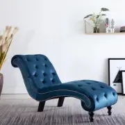 Chaise Longue Daybed Sunlounger Sunbed Seat Blue Velvet vidaXL