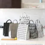WHITE PLAID COOLER FUNCTIONAL LUNCH BOX TOTE INSULATED FOOD