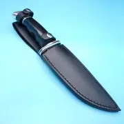 Fixed Blade Knife Sheath Black Leather Belt Case Pouch 11" x 6" Hunting Quality