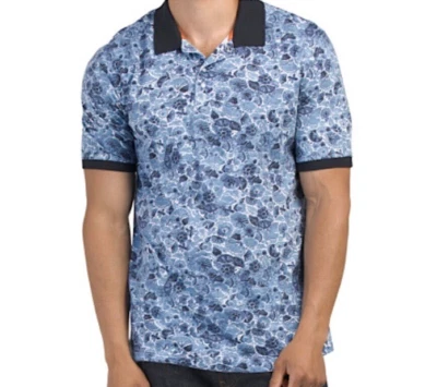 NEW Robert Graham Amaro Polo Shirt Men's Large Blue Seashell Print Jersey $128