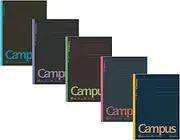 Kokuyo Campus Todai Series Pre-Dotted Notebook, Semi B5 Pre-Dotted-Line 30 Sheets - 60 Pages, Pack of 5 Limited Dark Colors 5 Notebooks (6mm)