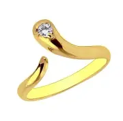 10k Gold Snake Cubic Zirconia Adjustable Ring or Toe Ring (Yellow or White)