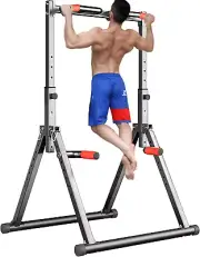 DOBESTS Foldable Power Tower Dip Station Pull up Bar Station Adjustable Multi...