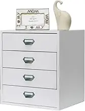 Wooden Desktop Storage Box, 4-Layer Solid Wood Desktop, Lockable Drawer File Cabinet, Data Cabinet Can Store A4 Paper, Magazines, and Documents (Color : C, Size : 35×30×39cm)