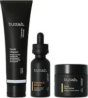 Buttah Skin by Dorion Renaud Complete Skin Kit for Melanin Rich Skin Facial Shea Butter 59ml Vitamin C Serum 30ml Facial Cleanser 101ml Organic & All Natural Skin Care Black Owned Skincare