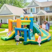 Costway Inflatable Water Slide with Climbing Wall and Ocean Balls with 680W B...
