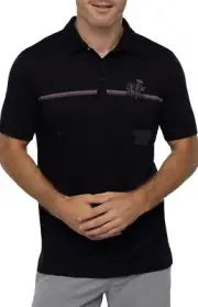 Travis Mathew High Surf Stripe Heater Polo Size M Color Black Was $95