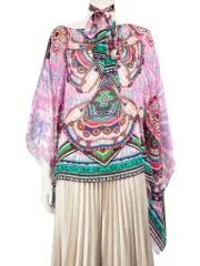 Abstract Silk Sheer Blouse