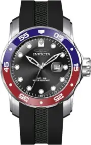 Invicta Men's PRO DIVER Blue Red Bezel Black Dial 48mm Day Date 24hr Watch 45735
