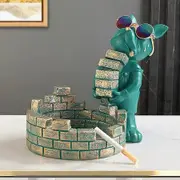 Home Decor Exquisite Craftsmanship Key Holder Desktop Decoration Accessories Best Choices For Gifts, Bulldog Statue Tray,Green