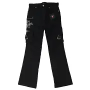 Beverly Hills Polo VTG Girl's Black Cargo Pants Size 16 XXL Embellished Slacks