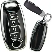 TECART Key Fob Case Protection for Nissan X-Trail 2023 Key Holder Keychain Key Case Shell Soft TPU Accessories 4 Button Black