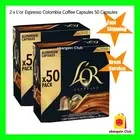 2 x L'OR Espresso Coffee Colombia Andes 50 Capsules Pod Nespresso Compatible LOR