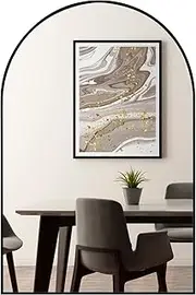 FARUIFETT Arched Wall Mirror, 75 * 50cm Arched Bathroom Mirror Black Wall Mounted Mirror with Metal Frame, Vertically for Entryway, Living Room