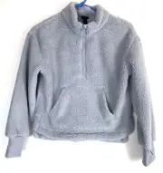 Girls All in Motion Gray Long Sleeve Thumbhole Cuff Gray Sherpa 1/4 Zip Jacket L