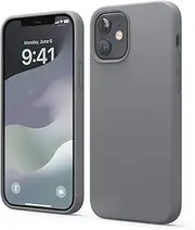 [elago] Liquid Silicone Case Compatible with iPhone 12 &Compatible with iPhone 12 Pro Cover (6.1"), Premium Silicone, Full Body Protection : 3 Layer Shockproof Cover Case (Dark Grey)