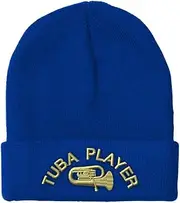 [Speedy Pros] Beanies for Men Tuba Player Embroidery Music Winter Hats Women Acrylic Skull Cap