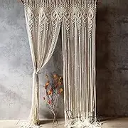 OIHYA Macrame Curtain Wall Hanging Handmade Boho Curtains for Wedding Backdrop Arch Closet Room Divider Boho Wall Decor 40"X80"