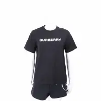 在飛比找Yahoo奇摩購物中心優惠-BURBERRY 徽標印花棉質短袖TEE T恤(女款/黑色)