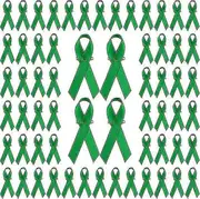 200pcs Ribbon With Safety Pins, Cancer Awareness Pins Ribbon Brooch For Party Event Supplies Clothing Decoration green