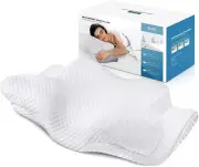 Adjustable Cervical Memory Foam Pillow - Orthopedic Contour Neck Pillow (WHITE)