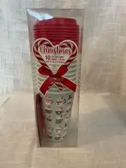 10pk To-Go Cups with Lids and Sleeves, 16oz, Christmas Gingerbread Mugs, NEW
