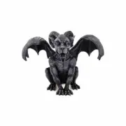 Crouching Ram Horned Gargoyle Statue in Faux Stone Finish Resin 6.25" Tall